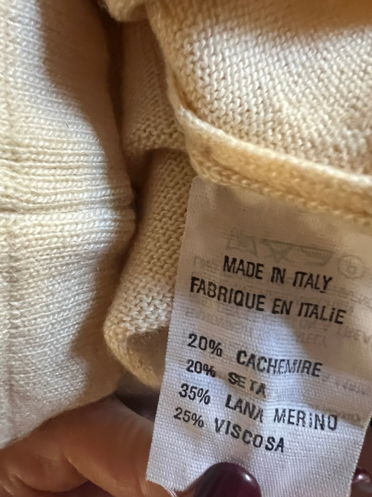 Twin set crema cachemire, seta e lana merino