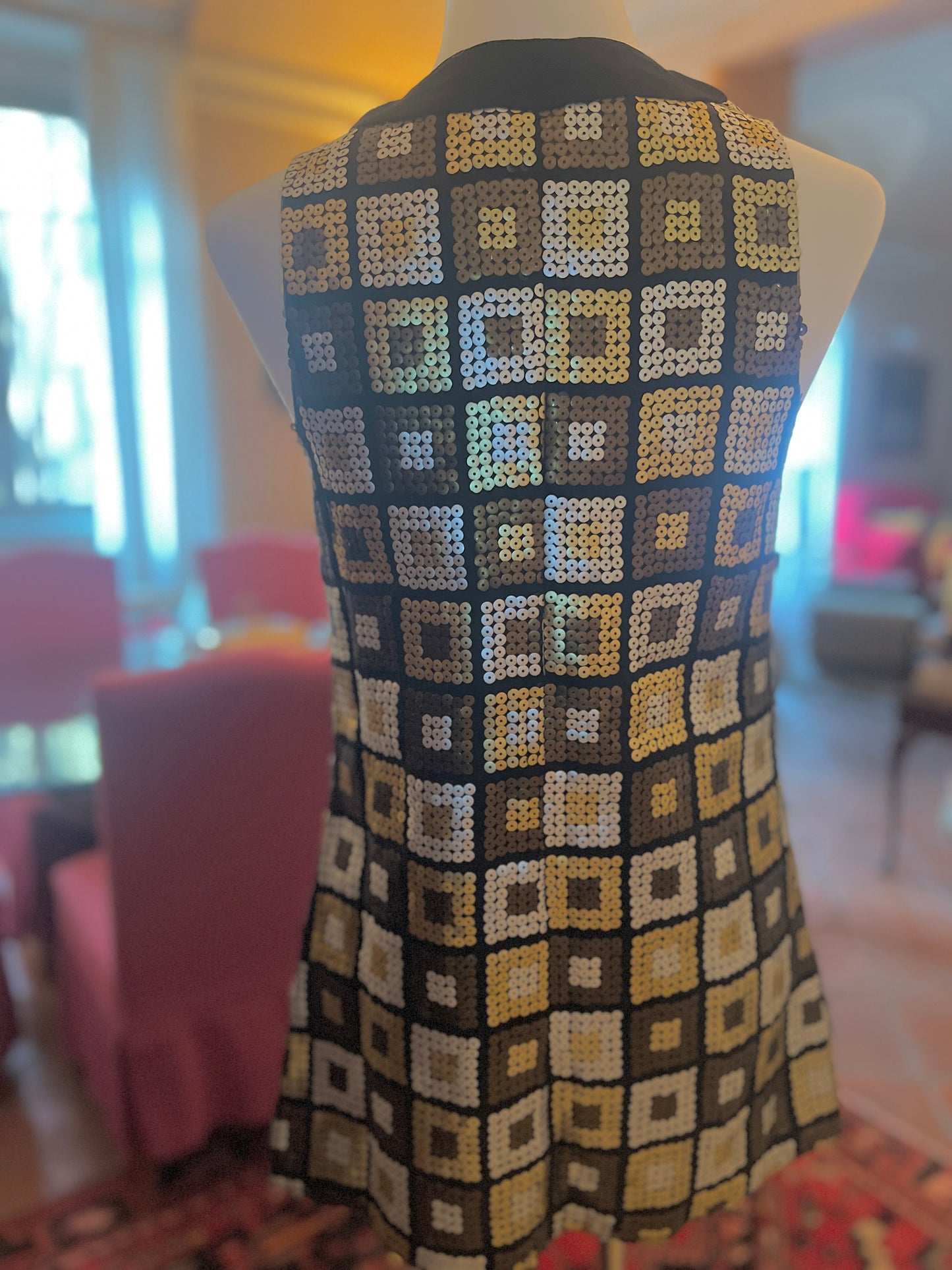 Gilet sartoriale con paillettes - motivo Damier