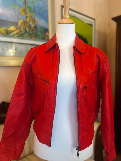 Giacca / Bomber rosso vera pelle