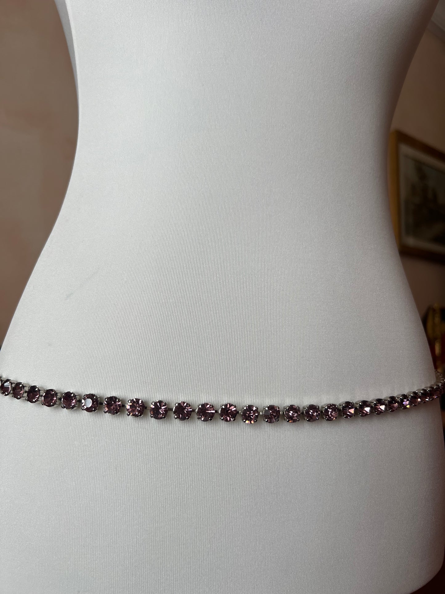 Cintura strass rosa e argento