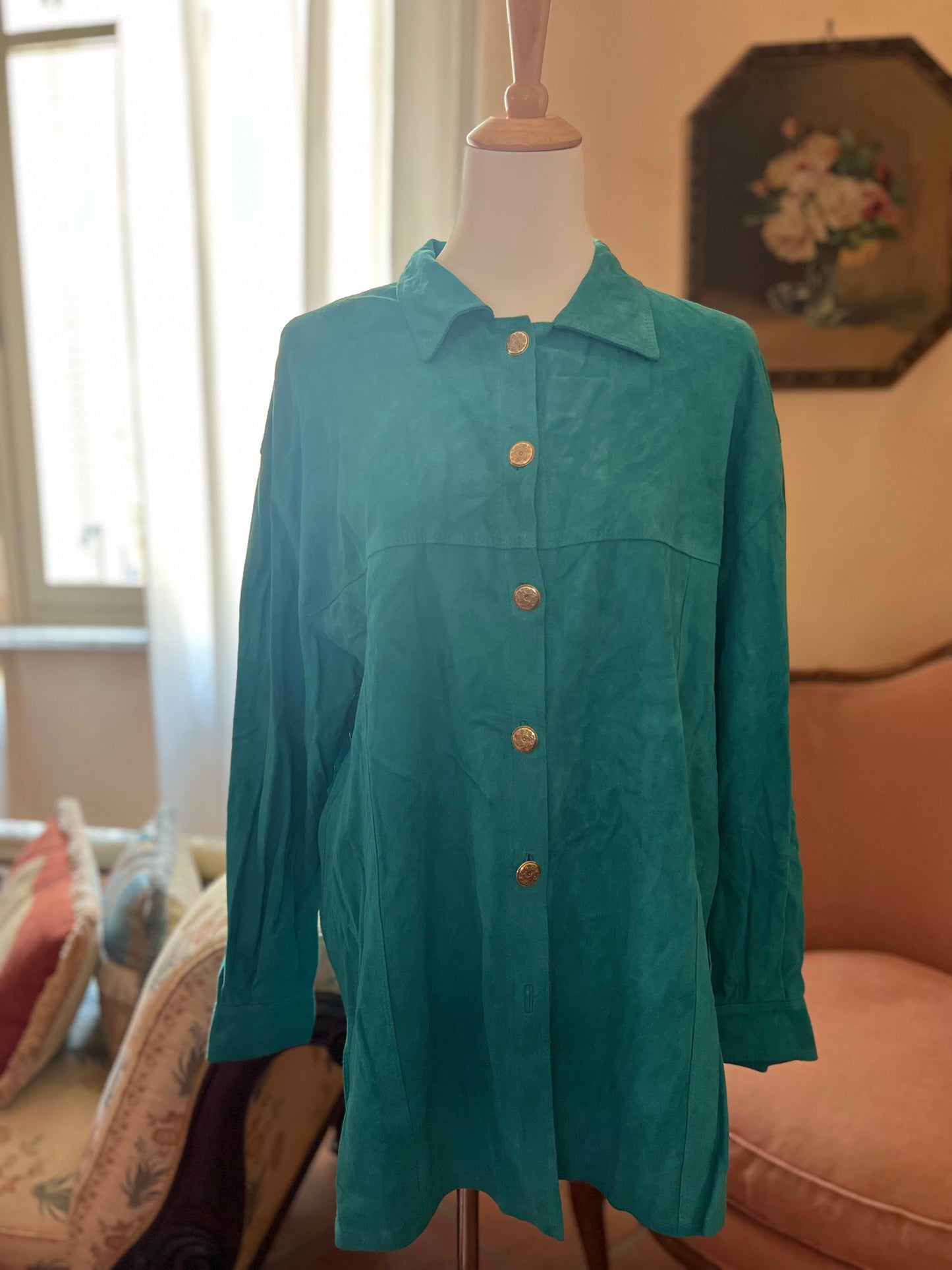 Giacca/camicia in renna azzurra