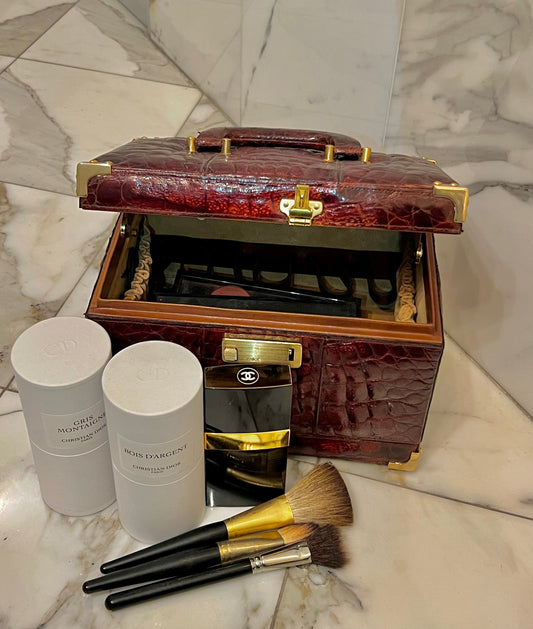 Beauty case in vera pelle di coccodrillo